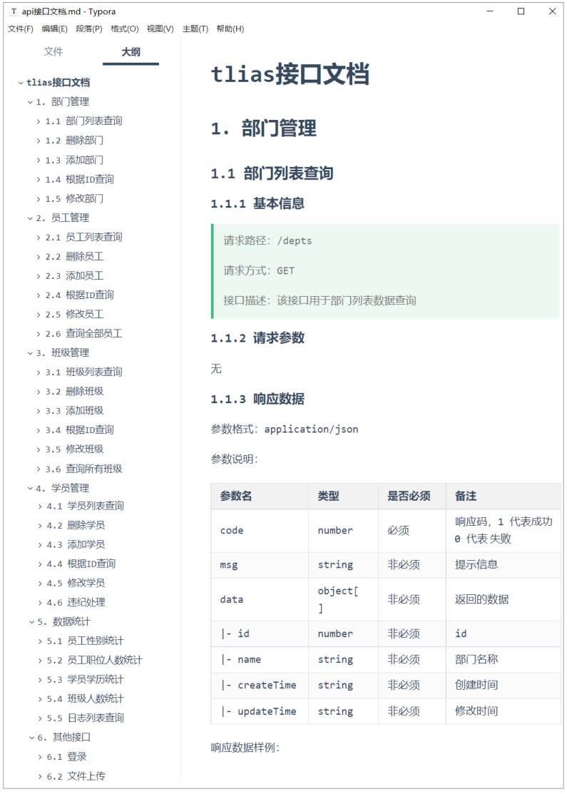 接口文档示例