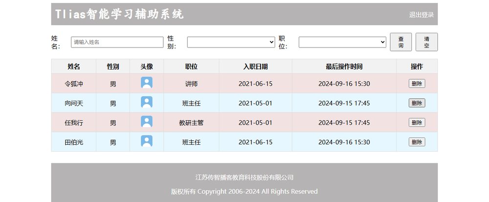 删除一行后的员工列表