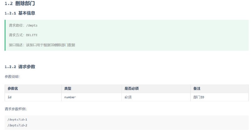 删除部门接口文档
