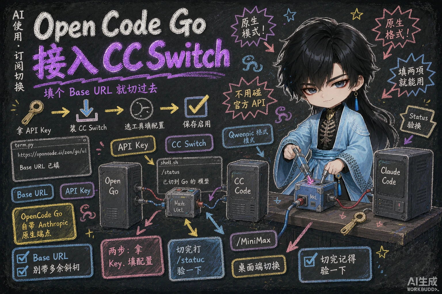 OpenCode Go 接入 CC Switch：Claude Code 原生 API 格式配置教程 - 封面图