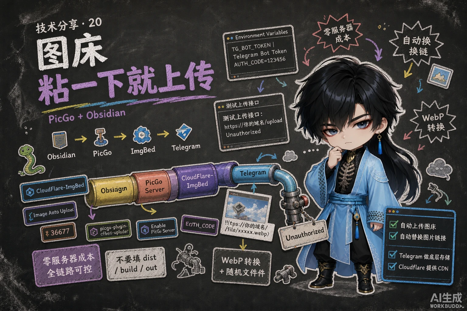 CloudFlare-ImgBed + Telegram 图床 + PicGo + Obsidian 自动上传全流程教程 - 封面图