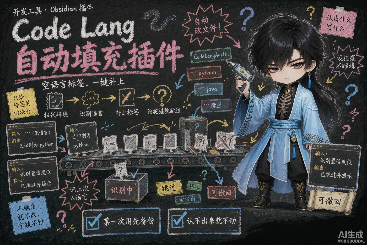 Obsidian代码块语言自动填充插件 Code Lang Autofill - 封面图